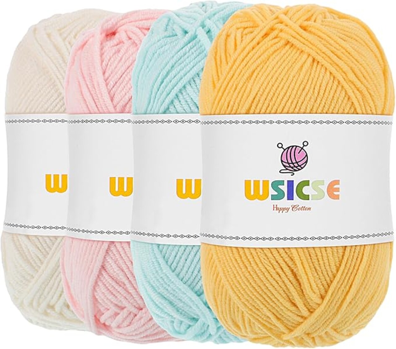 4 PCS Crochet Yarn, 560 Yard Soft Yarn for Crocheting Assorted Colors Fluffy Yarn for Crochet Hand Knitting 1 Skein/140 Yard-Light